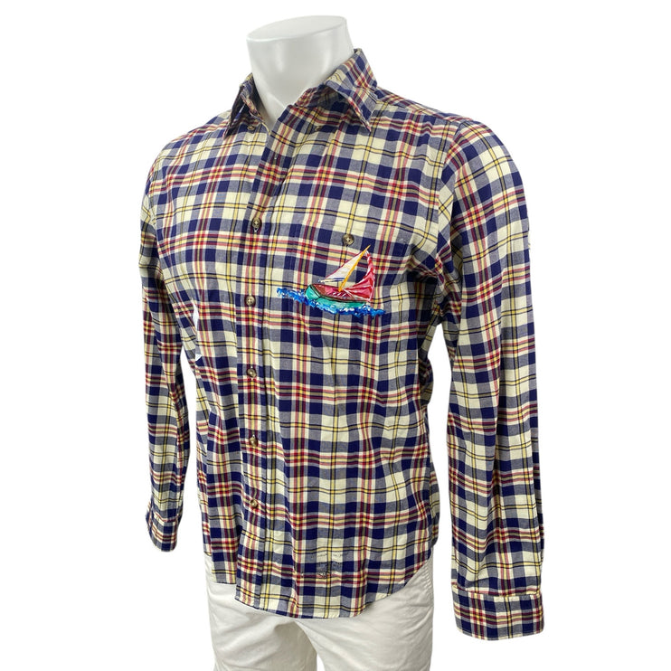 GANT The Rugger Men's Multicolor Plaid Boat Long Sleeve Button Down Shirt Top M