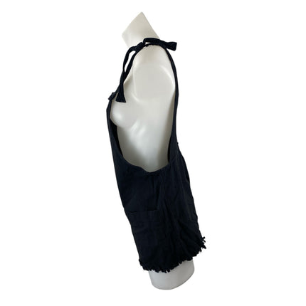 Polly Women's Black Sleeveless Tie Strap Overall Jumper Romper Shorts Size 4