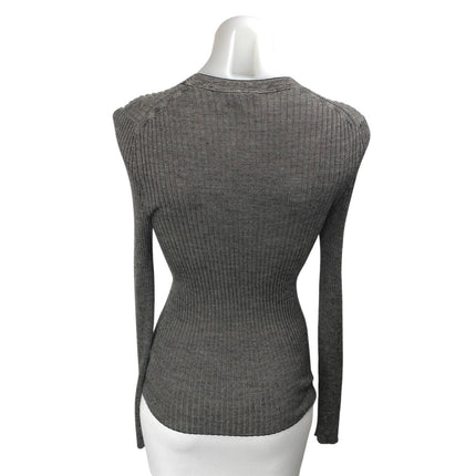 Theory 100% Wool Women's Gray Knitted Long Sleeve Crew Neck Sweater Shirt Top S