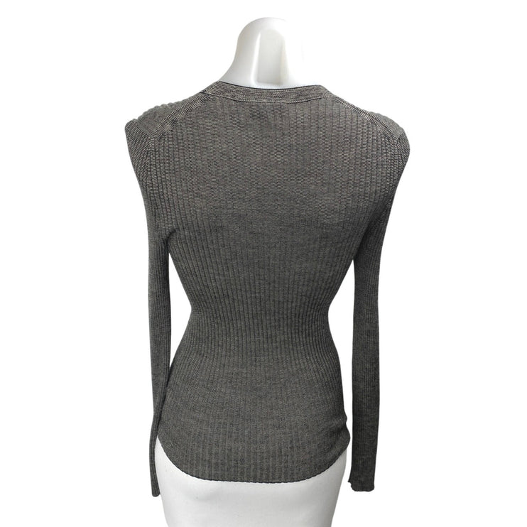Theory 100% Wool Women's Gray Knitted Long Sleeve Crew Neck Sweater Shirt Top S