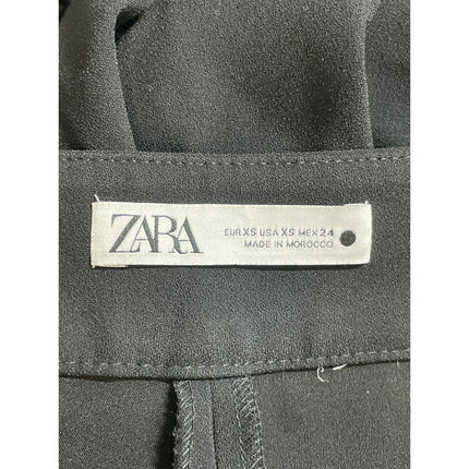 Zara Women's Black Pull On High Waisted Straight Wide Leg Trousers Pants Size XS