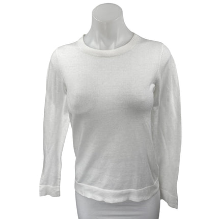 NEW J.Crew Women's White Knit Long Sleeve Crew Neck Teddie Sweater Top Size XS