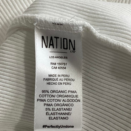 Nation LTD White Ribbed Sleeveless Racerback Tie-Strap Cami Camisole Tank Top S