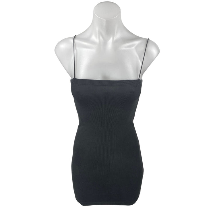 Zara Black Rib Knit Sleeveless Cami Camisole Mini Bodycon Tank Sweater Dress S