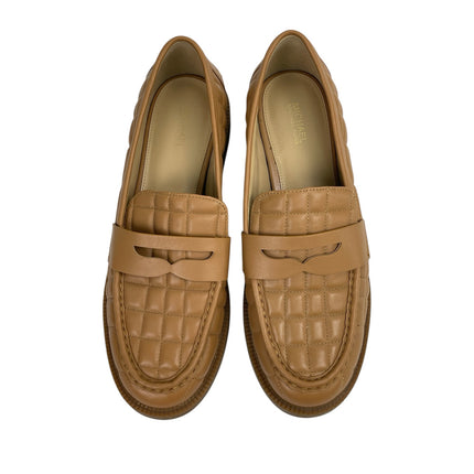 Michael Kors Eden Womens Tan Brown Quilted Leather Slip-On Penny Loafer Shoes 9M