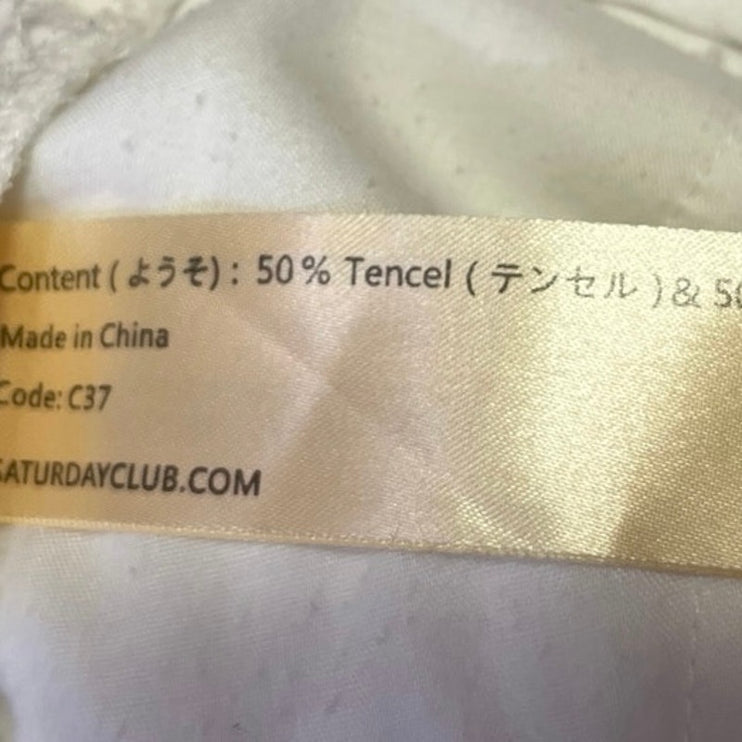 Saturday Club White High Waist Pleated Straight Wide Leg Trousers Pants Size S