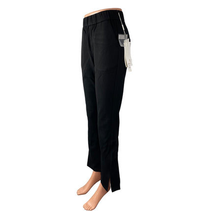NEW Spring Women's Black High Rise Pull On Slit Flared Trousers Pants Size 28
