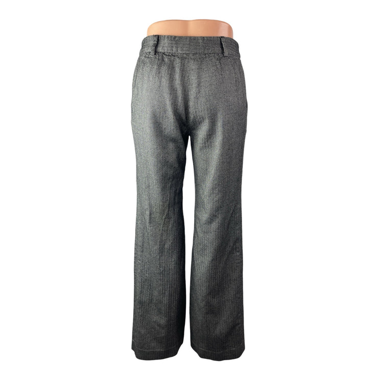 Max Mara Women's Gray Wool Mid Rise Flare Wide Leg Trousers Office Dress Pants 6