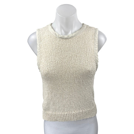 MNG Mango Women's Cream Sleeveless Knit Crew Neck Sweater Tank Top Size XS