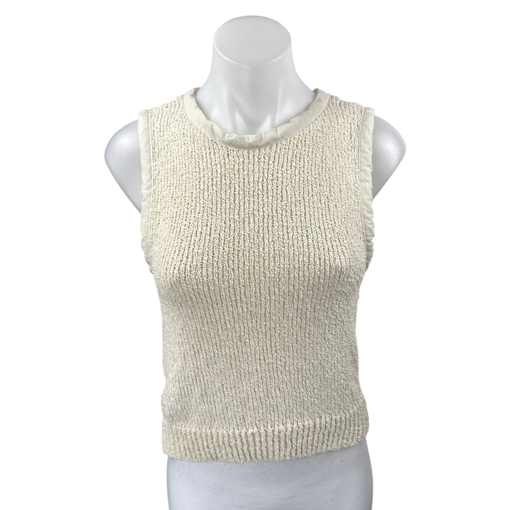 MNG Mango Women's Cream Sleeveless Knit Crew Neck Sweater Tank Top Size XS