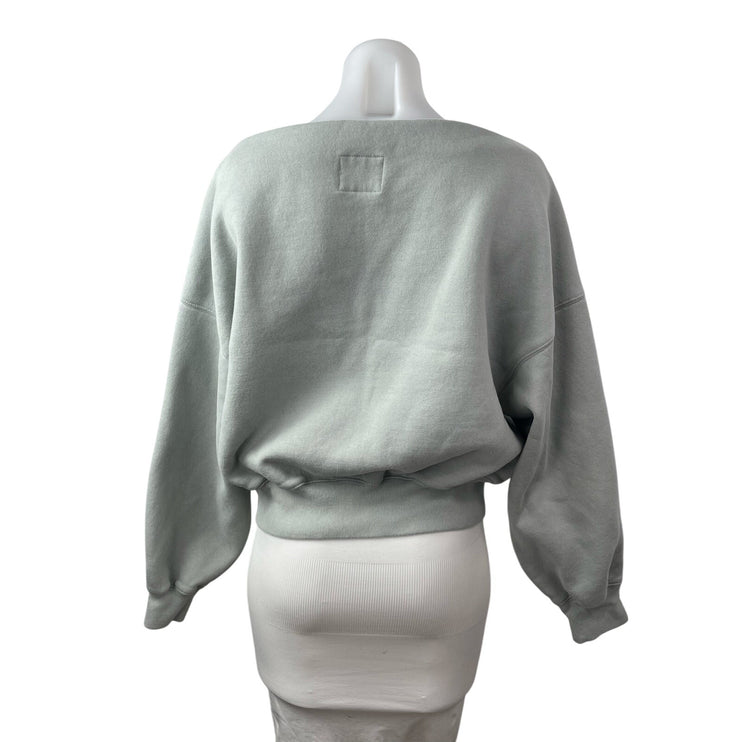 Abercrombie & Fitch Gray Boat Neck Long Sleeve Cropped Sweater Sweatshirt Top M