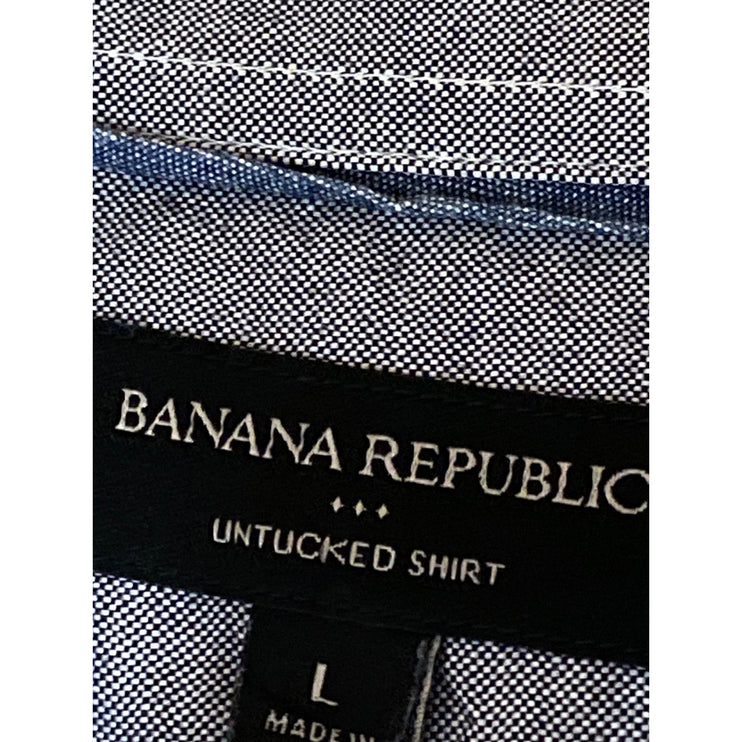 Banana Republic Gray Collared Long Sleeve Chest Pocket Button Down Shirt Top L