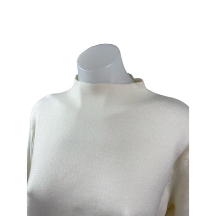 MNG Mango Women's Cream Ivory Long Sleeve Mock Neck Knit Sweater Top Size L