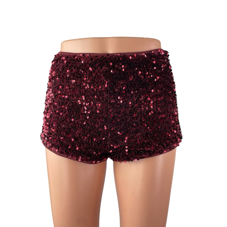 Wild Fable Women's Red Velvet Sequin High Rise Micro Sexy Party Bodycon Shorts S