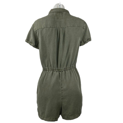 Abercrombie & Fitch Olive Green Short Sleeve Drawstring Button Jumpsuit Romper S