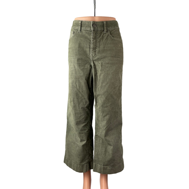 Upwest Women's Green Corduroy High Rise Wide Leg Baggy Trousers Pants Size S