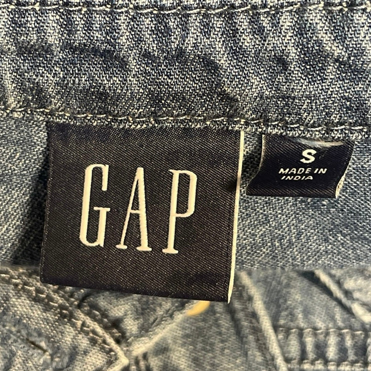 Gap Womens Blue Long Sleeve Button Collared Denim Jeans Mini Shift Dress Size SP