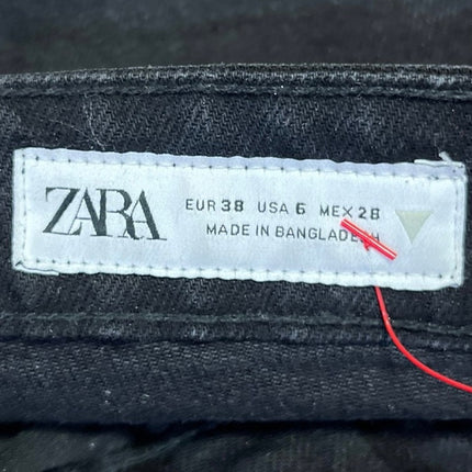 Zara Women's Black Mid Rise Relaxed Fit Stretch Casual Straight Denim Jeans Sz 6