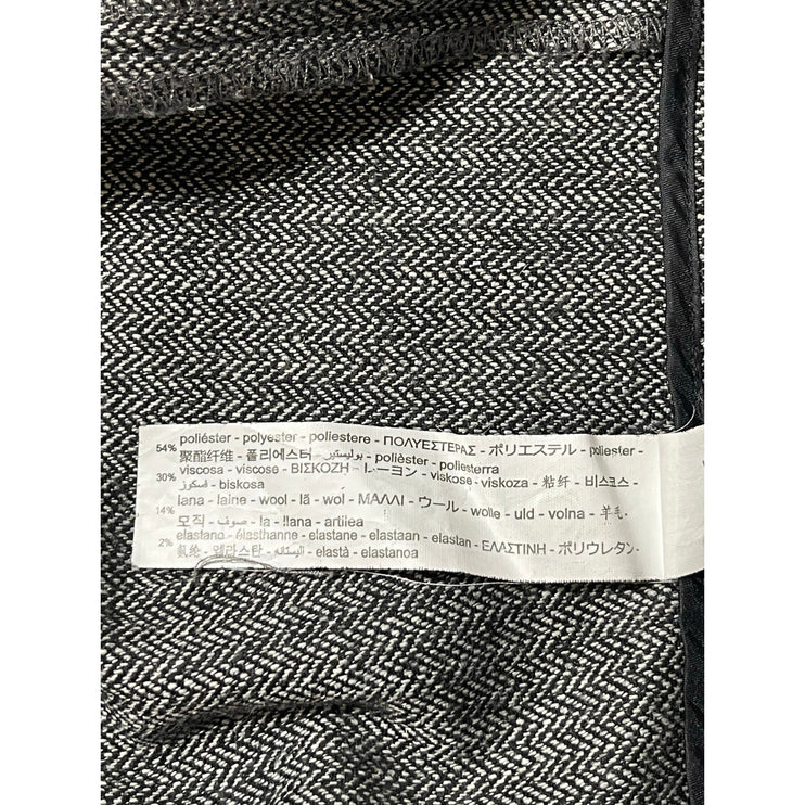 Zara Women's Gray Wool Chevron High Waisted Zip Wide Leg Trousers Dress Pants S