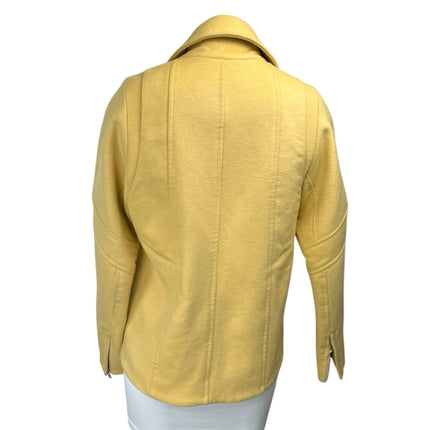 Tanya Taylor 100% Silk Women's Yellow Wool Knit Long Sleeve Coat Jacket Size 6