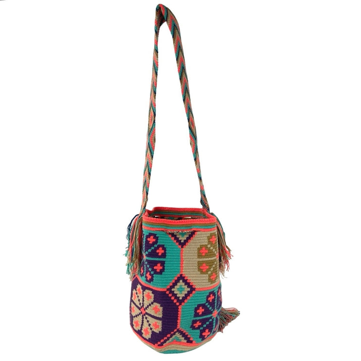 Wayuu Mochila Multicolor Handwoven Crochet Knit Tassel Boho Tribe Crossbody Bag