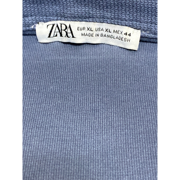 Zara Men's Blue Short Sleeve Golf Casual Collar Pullover Polo Shirt Top Size XL