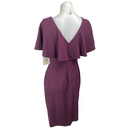 NEW Calvin Klein Purple Short Flutter Sleeve V-back Mini Pencil Sheath Dress 4