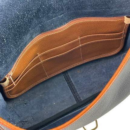 Vintage Dooney & Bourke Women's Blue Pebbled Leather Crossbody Saddle Handbag OS