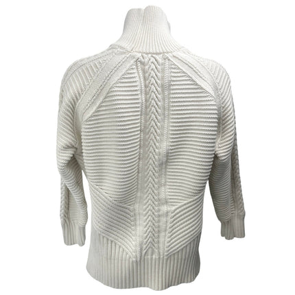 Banana Republic White Cable Knit Turtleneck Long Sleeve Pullover Sweater Top L