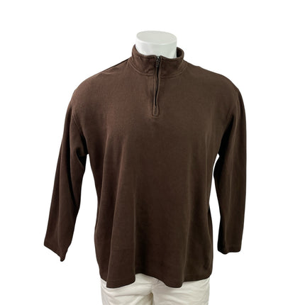 Sun River Mens Brown 1/4 Zip High Neck Long Sleeve Performace Polo Shirt Top L