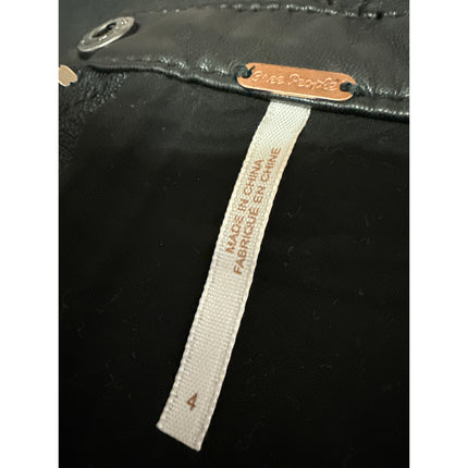 Free People Midnight Magic Black Faux Leather Zipper Buckle Mini Pencil Skirt 4