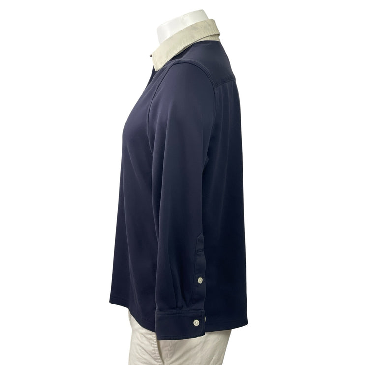 Cultum Men's Navy Blue Long Sleeve Polo Shirt Sweater Sweatshirt Top Size M