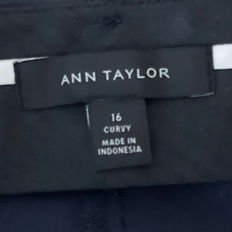 Ann Taylor Perfect Curvy Blue Palazzo Wide Leg Flare Trousers Dress Pants Sz 16
