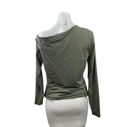 Abercrombie & Fitch Olive Green Long Sleeve Cowl Neck Pullover Blouse Top Size L
