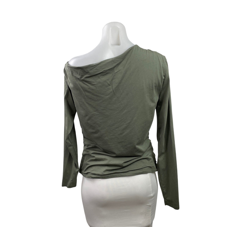 Abercrombie & Fitch Olive Green Long Sleeve Cowl Neck Pullover Blouse Top Size L