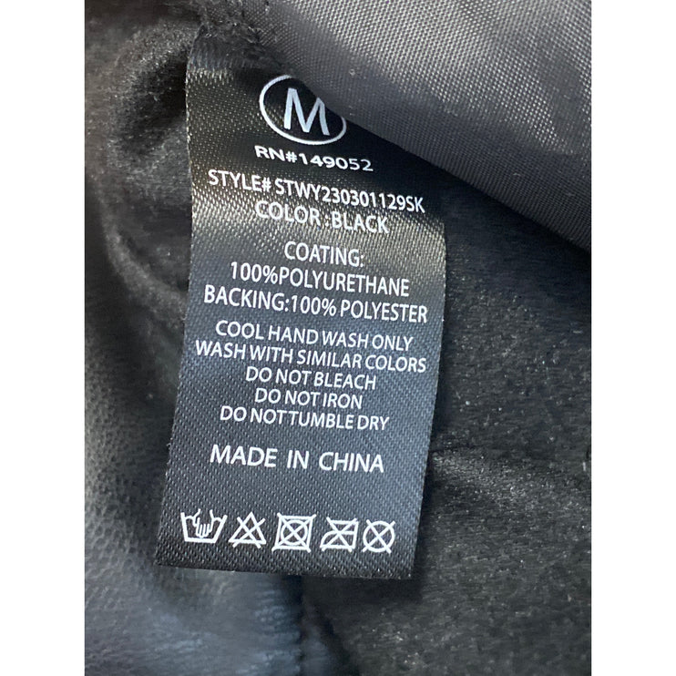 NEW Fashion Nova Black Faux Vegan Leather High Rise Mini A-Line Cargo Skirt Sz M