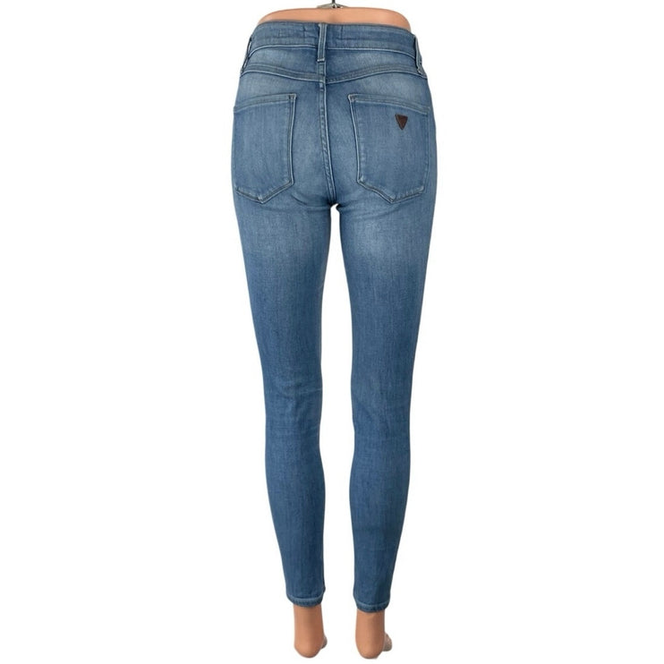 Guess Women's Blue Mid Rise Medium Wash Fitted Slim Skinny Denim Jeans Size S