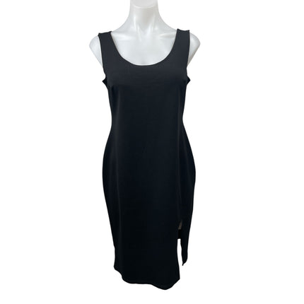 The Vanity Room Womens Black Scoop Neck Sleeveless Slit Midi Tank Sheath Dress L