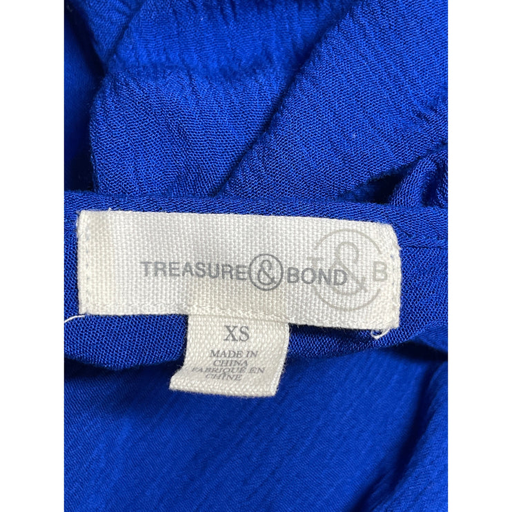 NEW Treasure & Bond Blue V Neck Sleeveless Maxi Cami Camisole Tank Slip Dress XS