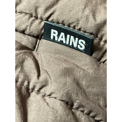 Rains Banja Liner Brown Quilted Long Sleeve Collared Sporty Bomber Coat Jacket S