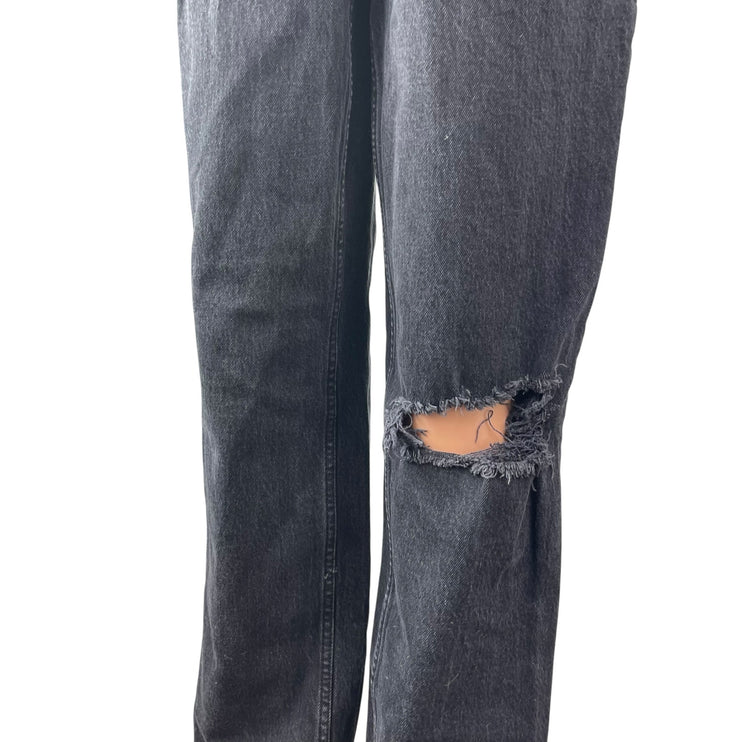 Abercrombie & Fitch 90's Straight Black High Rise Distressed Denim Jeans Size 28