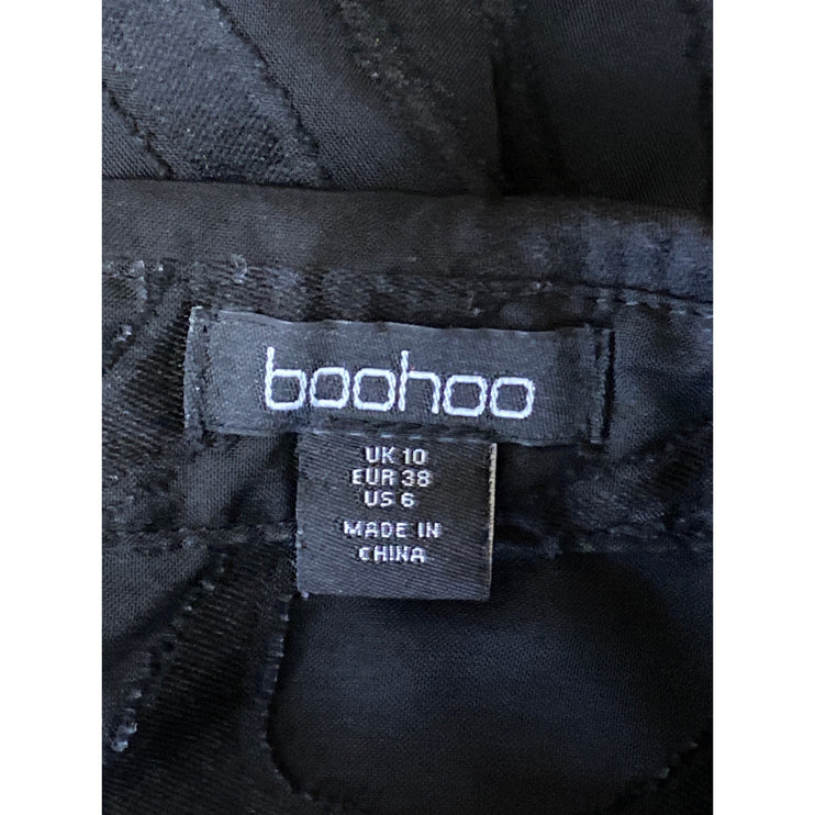 Boohoo Women's Black Mesh Abstract Sheer Long Sleeve Button Down Shirt Top Sz 6