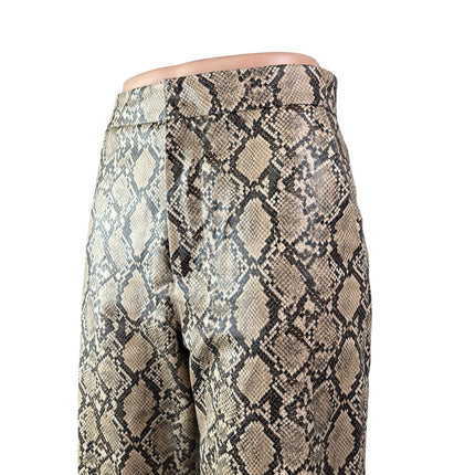 ZARA Womens Brown Snakeskin Faux Leather High Rise Wide Leg Trousers Pants Sz XS