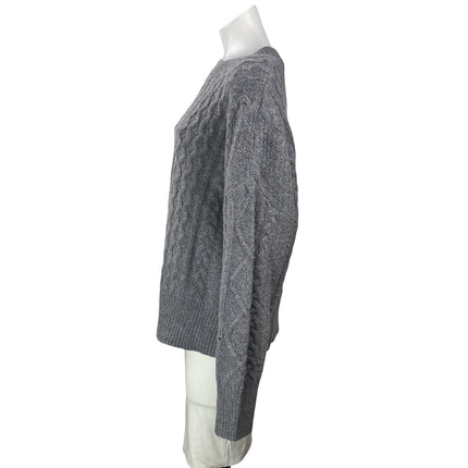 Favorite Daughter Women's Gray Wool Long Sleeve Cable Knit Crew Sweater Size S