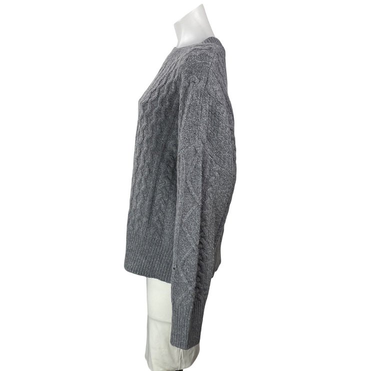 Favorite Daughter Women's Gray Wool Long Sleeve Cable Knit Crew Sweater Size S