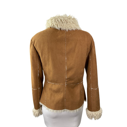 Cupcakes & Cashmere Penny Lane Women's Brown Faux Suede Faux Fur Coat Jacket S