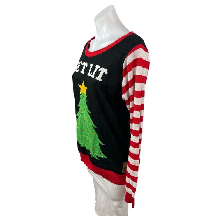 Tipsy Elves Women's Light Up Christmas Holiday Print Long Sleeve Sweater Top M