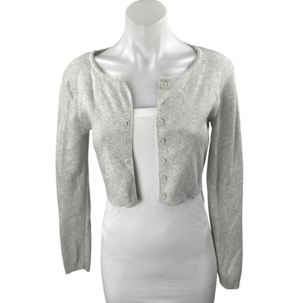 Brandy Melville Gray Rib Knit Button Long Sleeve Crop Cardigan Sweater Top Sz S