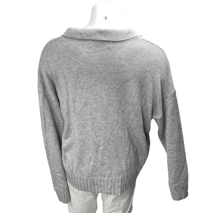 Rumored Men's Gray Wool V-Neck Collared Long Sleeve Knit Sweatshirt Sweater Sz S