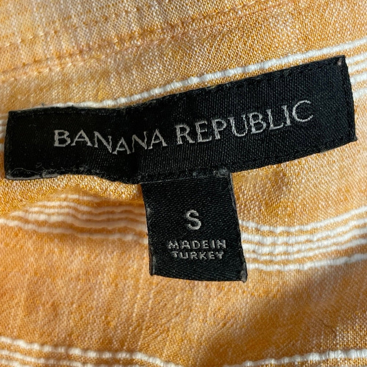 Banana Republic Men's Coral Striped Short Sleeve Button Down Shirt Top Size S